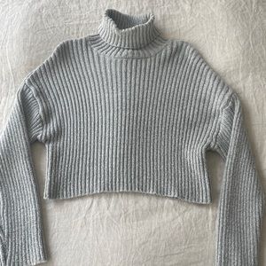 Garage Cropped Turtle Neck Sweater - Grey - SM